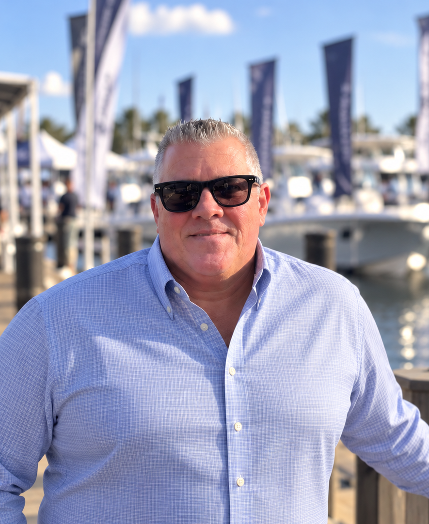 Shawn Holley, founder of Norse Exhibit Solutions, at a waterfront boat show